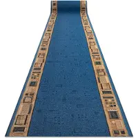 Rugsx Alfombra de pasillo con refuerzo de goma JENA azul 120cm 120x460 cm