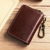 MaxPower Vintage-tyylinen Miesten Aitoa Nahkaa Avainketju Lompakko , Tamsiai rudas
