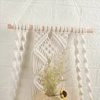 Semoic 5X Boho Macrame -seinähylly, käsintehty kudottu tupsukoristeinen seinävaateteline