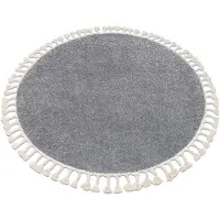 Rugsx Alfombra BERBER 9000 circulo gris Franjas Bereber Marroquí Shaggy circulo 160 cm