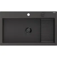 Mexen Omar Graniittinen 1-allasinen keittiöallas 800 x 480 mm, musta pilkullinen, musta sifoni - 6520801005-76-B