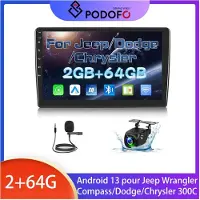 Podofo Android 10,1" autoradio - - Android 13 (MT8163) - 2Go/64Go - Langaton CarPlay - AHD 720P kamera