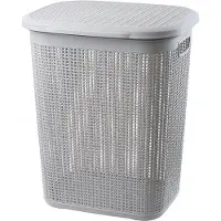 Kadax Muovinen pyykkikori kannella, 50L, harmaa