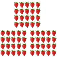 Semoic 60 Pieces Artificial Strawberry Fake Fruit Strawberries Photography Prop Home Kitchen Cabinet Party Ornament, Small