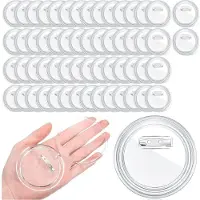 Melitt 60 Pcs 3 Inch Clear Button Pins for Crafts DIY Photo Buttons Acrylic Button Pin Blank Button Pins Bulk