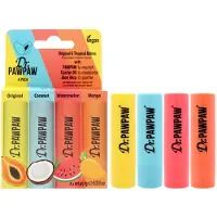 Dr. Paw Paw Dr. PawPaw Original and Tropical Balms - Kosteuttavat huulirasvakosteusvoiteet aloe veralla syväravitsemiseen - Rikastettu risiiniöljyllä - 4 kpl