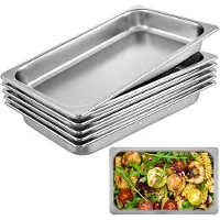 DUOKU Bac Gastro Inox Alimentaire--Lot de 6-Récipients Alimentaires de 8,5 L-Plateaux de Four Anti-bourrage