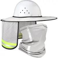 Jojomino 2 Pcs Sun Hard Hat Neck Protection High Visibility Full Brim Mesh Sun Protection and Neck Gaiter Bandana Face Scarf B