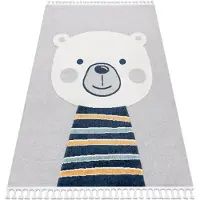 Rugsx Alfombra YOYO GD50 gris / blanco - Osito para niños, estructural, sensorial Flecos 160x220 cm