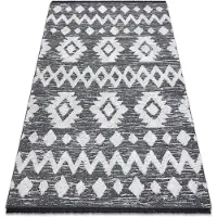 Rugsx Alfombra ECO sisal BOHO MOROC Etno Zigzag 22319 franjas - dos niveles de vellón gris / crema, alfombra reciclada 136x190 cm