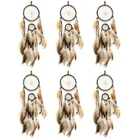 Melitt 6X Dream Catcher Brown Decorative Dream Catcher Living Room Dream Catcher for Wall Hanging, Decoration, Festival, Gift