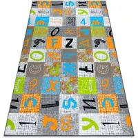 Rugsx Alfombra para niños JUMPY Patchwork, Letras, Números gris / naranja / azul 100x200 cm