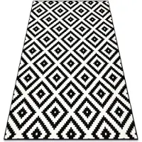 Rugsx Alfombra BCF Morad RUTA diamantes, geométrico - negro / crema 80x150 cm