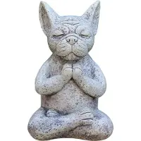 Typecat Meditoiva koirapatsas Buddha, ranskanbulldogin meditoiva patsas, meditoiva Bulldog-hartsi-ornamentti, joogabulldog-koriste