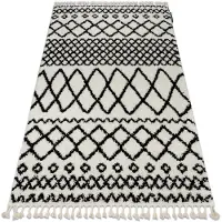 Rugsx Alfombra BERBER SAFI N9040 blanco/negro Franjas Bereber Marroquí Shaggy 120x170 cm