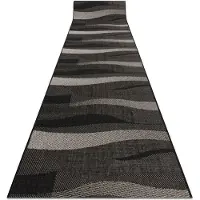 Rugsx Alfombra de pasillo SIZAL FLOORLUX modelo 20212 negro/plateado 120 cm 120x770 cm
