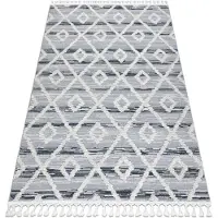 Rugsx Alfombra SEVILLA Z555A conducción, diamantes gris / blanco Franjas Bereber Marroquí Shaggy 140x190 cm