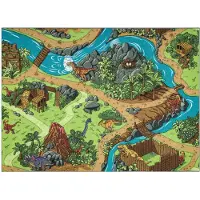 Rugsx ALFOMBRA REBEL ROADS Dino World 29 Dinosaurios, antideslizante para niños - gris / verde 95x133 cm