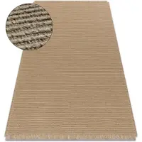 Rugsx Alfombra JUTE 3651 beige obscuro uniforme - yute, tejido plano, flecos 120x170 cm