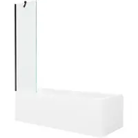 Mexen Cubik suorakulmainen amme 160 x 70 cm kotelolla ja 1-osaisella suihkuseinällä 50 cm, läpinäkyvä, musta
