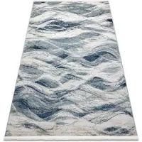 Rugsx DISTIN 0849A azul marino / azul / blanca alfombra moderna - Olas, vintage, flecos 120x170 cm