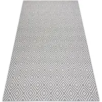 Rugsx Matto STRING SIZAL FLAT 48607637 Neliöt, rombit harmaa / kerma