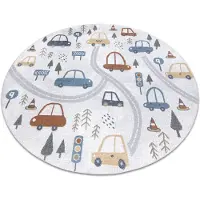 Rugsx Alfombra BONO 8436 círculo Carros, calle crema / gris claro circulo 140 cm