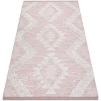 Rugsx Alfombra ECO sisal BOHO MOROC Diamantes 22312 franjas - dos niveles de vellón rosado / crema, alfombra reciclada 78x150 cm