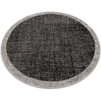 Rugsx Alfombra de cuerda sisal FLOORLUX Circulo 20401 Marco negro/plateado circulo 120 cm
