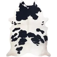 Rugsx Alfombra Cuero de vaca artificial, Vaca G5069-1 blanco Cuero negro 100x150 cm