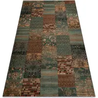 Rugsx Alfombra de lana KASHQAI 4327 400 Patchwork verde 80x160 cm
