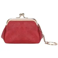 MaxPower Vintage Mini Kiss-Lock Kolikkolaukku, Yksivärinen Minimalistinen Clutch., Raudona