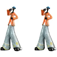 Typecat 2X Jazz Band Player Figurines Vintage Musician Figure Resin Statues Desktop Ornament Retro Sculpture Home Indoor Decor A