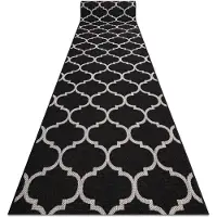 Rugsx Alfombra de pasillo SIZAL FLOORLUX modelo 20608 Espaldera marroquí negro / plateado 100 cm 100x610 cm