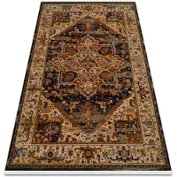 Rugsx Alfombra KESHAN franjas, Ornamento, marco oriental 2886/53511 beige / azul oscuro 300x380 cm