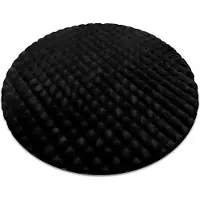 Rugsx Alfombra BUBBLE circulo negra 25 IMITACIÓN PIEL DE CONEJO 3D estructural circulo 80 cm