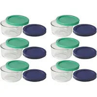 Pyrex s ilytyskulho 1 kupille, py re , kirkas, vihre ll ja sinisell kannella, 6 kpl pakkaus