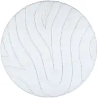 Rugsx Kylpyhuonematto SUPREME ympyrä WAVES, Aallot, liukumaton, pehmeä - valkoinen, ratas 100 cm