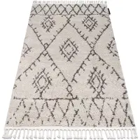 Rugsx Alfombra BERBER FEZ G0535 crema/marrón Franjas Bereber Marroquí Shaggy 80x150 cm