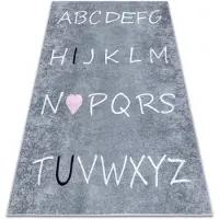 Rugsx Alfombra lavable JUNIOR 52106.801 Alfabeto para niños antideslizante - gris 160x220 cm