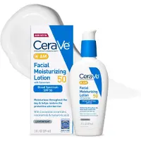 CeraVe AM Facial Moisturizing Lotion SPF 50 | Kasvojen kosteusvoide SPF:llä, hyaluronihapolla, niasiiniamidilla ja keramidilla | Ei-rasvainen | Sulau