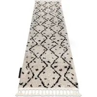 Rugsx Alfombra, Corredor BERBER TETUAN B751 zigzag crema para la cocina, entrada, pasillo 60x250 cm