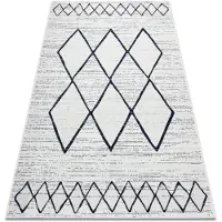 Rugsx Alfombra de cuerda sisal COLOR 47272/396 Rombos Cuadrados blanco 200x290 cm