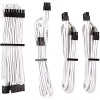 Corsair CP-8920217 Premium yksilöllisesti suojattujen virtalähteiden kaapelit Starter Kit - musta, 2 vuoden takuu, valkoinen