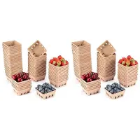 Melitt 120 Pack Pulp Fiber Berry Basket, for Strawberry Blueberry Raspberry Grape , Produce Basket Containers