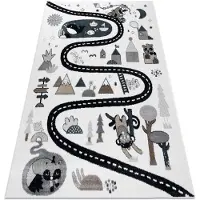 Rugsx Alfombra FUN Route para niños, calle, animales crema 240x330 cm