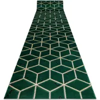 Rugsx Alfombra de pasillo EMERALD exclusivo 1014 glamour, elegante cubo botella verde / oro 80 cm 80x100 cm