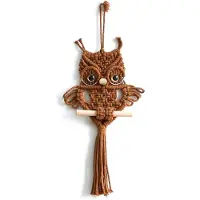 Torribaly Owl Macrame Tapestry kudottu seinään ripustettava riipus Ornamentti Bohemian Caramel Color