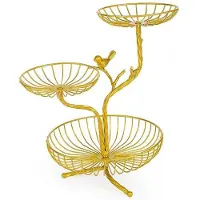 Melitt 3-Tier Fruit Basket Holder Decorative Fruit Bowl Rack Metal Stand Table Countertop Holder for Vegetables Bread Snack