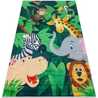 Rugsx Alfombra lavable BAMBINO 2705 Animales, África para niños antideslizante - verde / marrón 200x290 cm